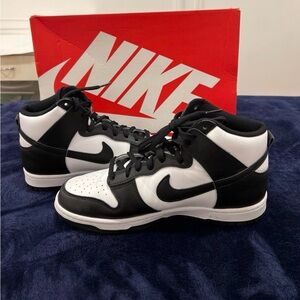 Nike Dunk High in White, Black, and University Red